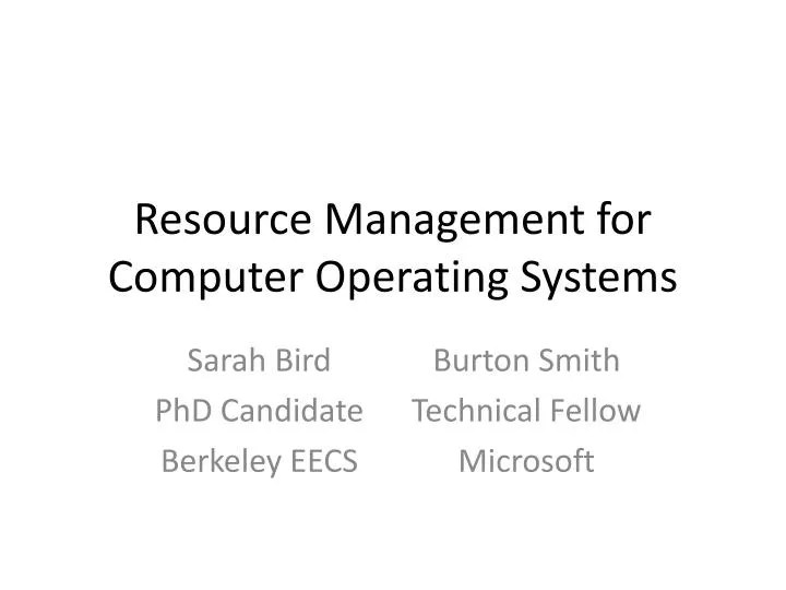 PPT Resource Management for Computer Operating Systems PowerPoint