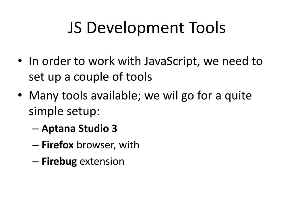 PPT JavaScript Development Tools PowerPoint Presentation, free