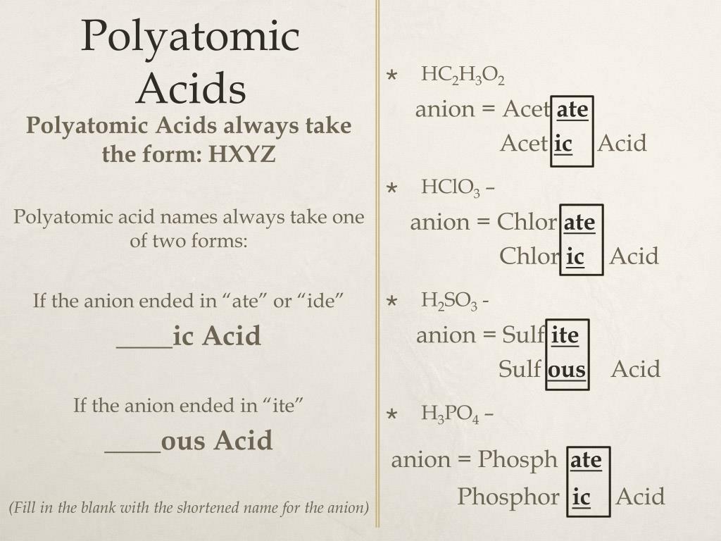 PPT How to name and write formulas for Acids & Bases PowerPoint