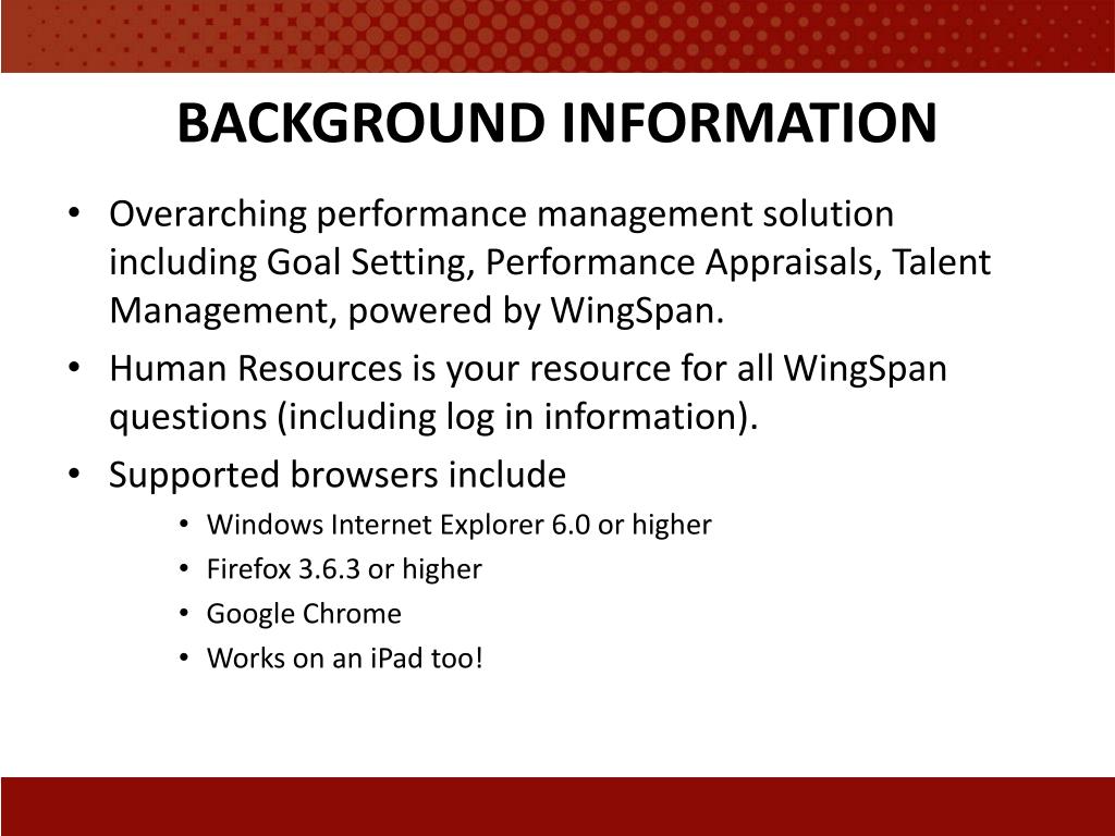 PPT WingSpan Performance Management Goal Setting module PowerPoint