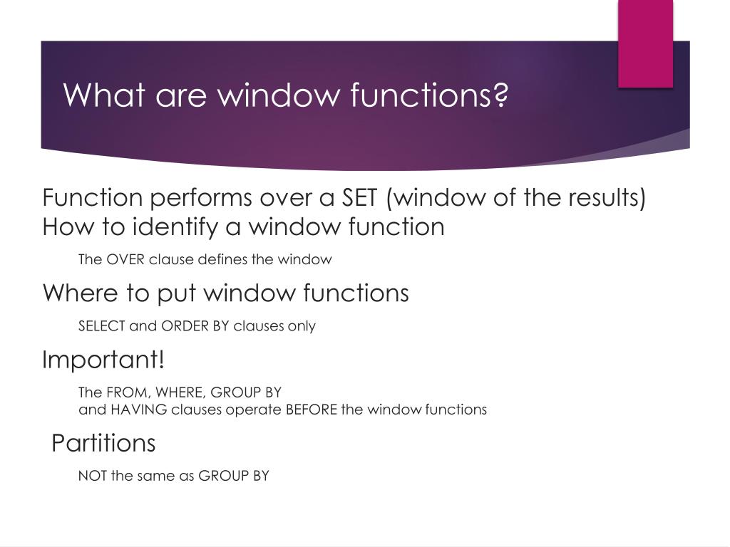 PPT Writing Better Queries with Window Functions PowerPoint