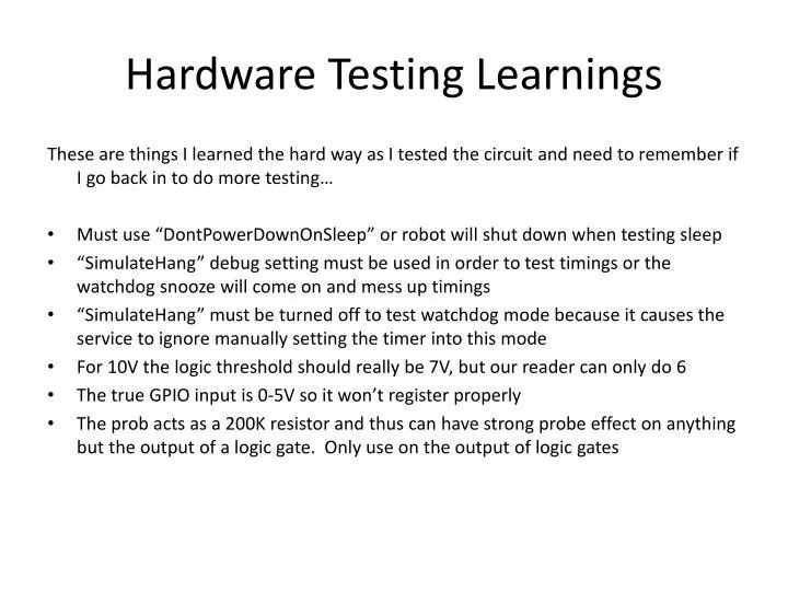 PPT Hardware Testing Learnings PowerPoint Presentation, free download