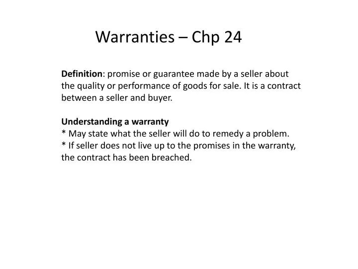 PPT Warranties Chp 24 PowerPoint Presentation, free download ID