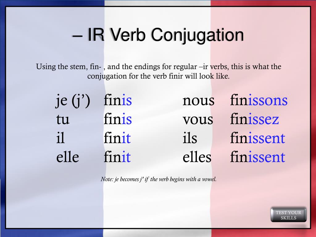 FRENCH IR VERBS CONJUGATION PRACTICE #1 Teaching.
