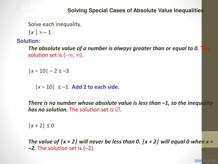 Ppt 9 2 Absolute Value Equations And Inequalities Powerpoint