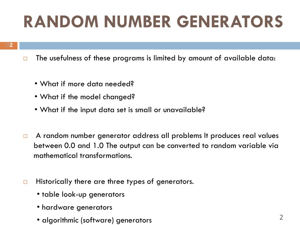 PPT Modeling and Simulation Random Number Generators PowerPoint