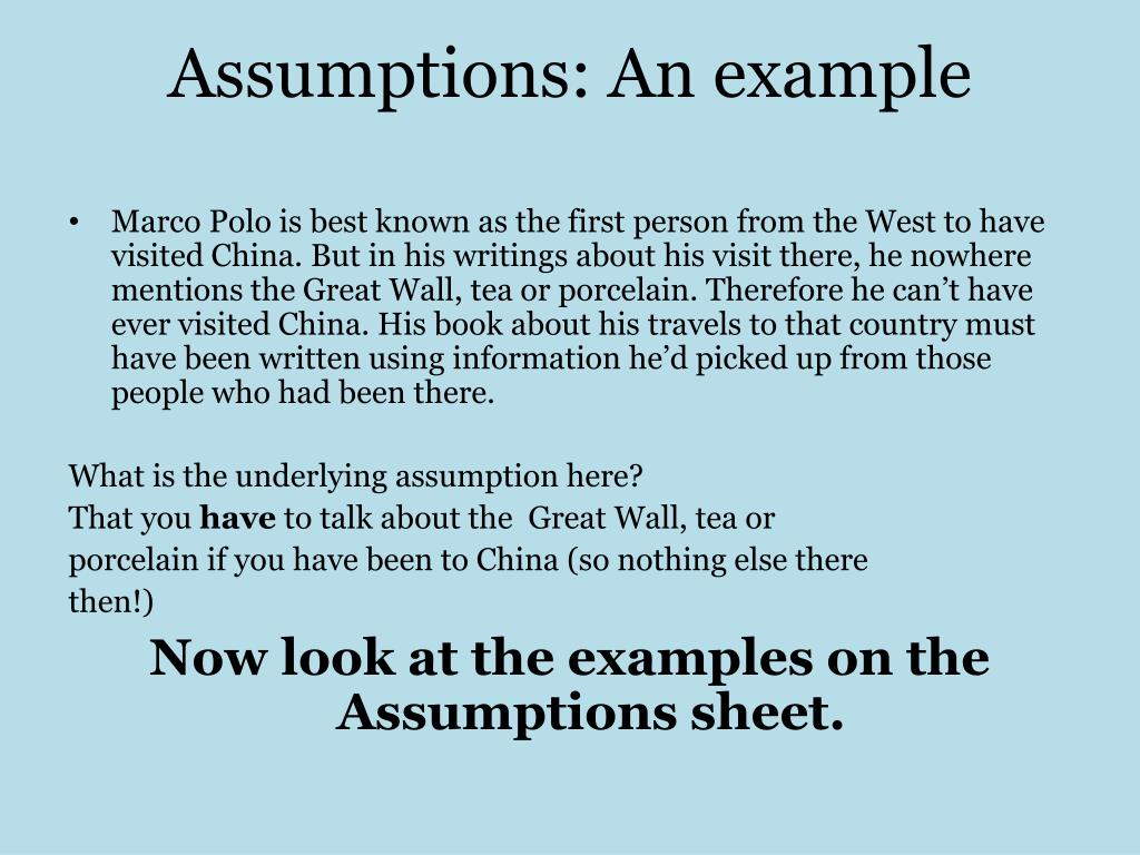 PPT What is an ‘Assumption ’? Things that make an ass out of u and me