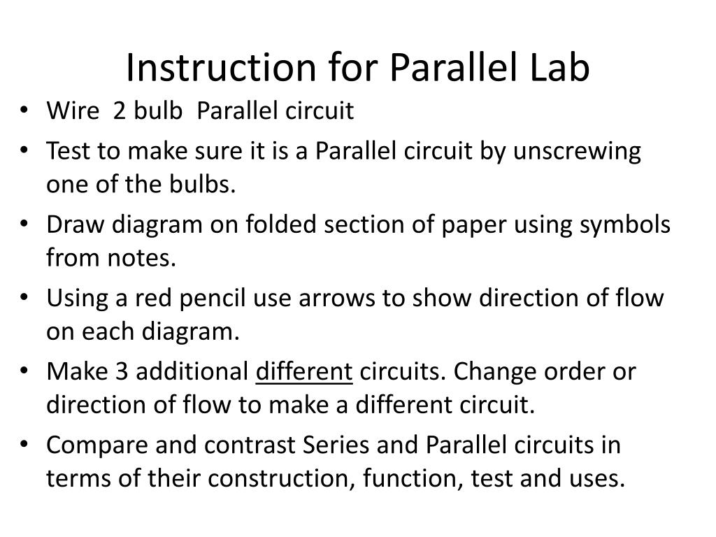 PPT Series and Parallel Circuit Lab Instructions PowerPoint