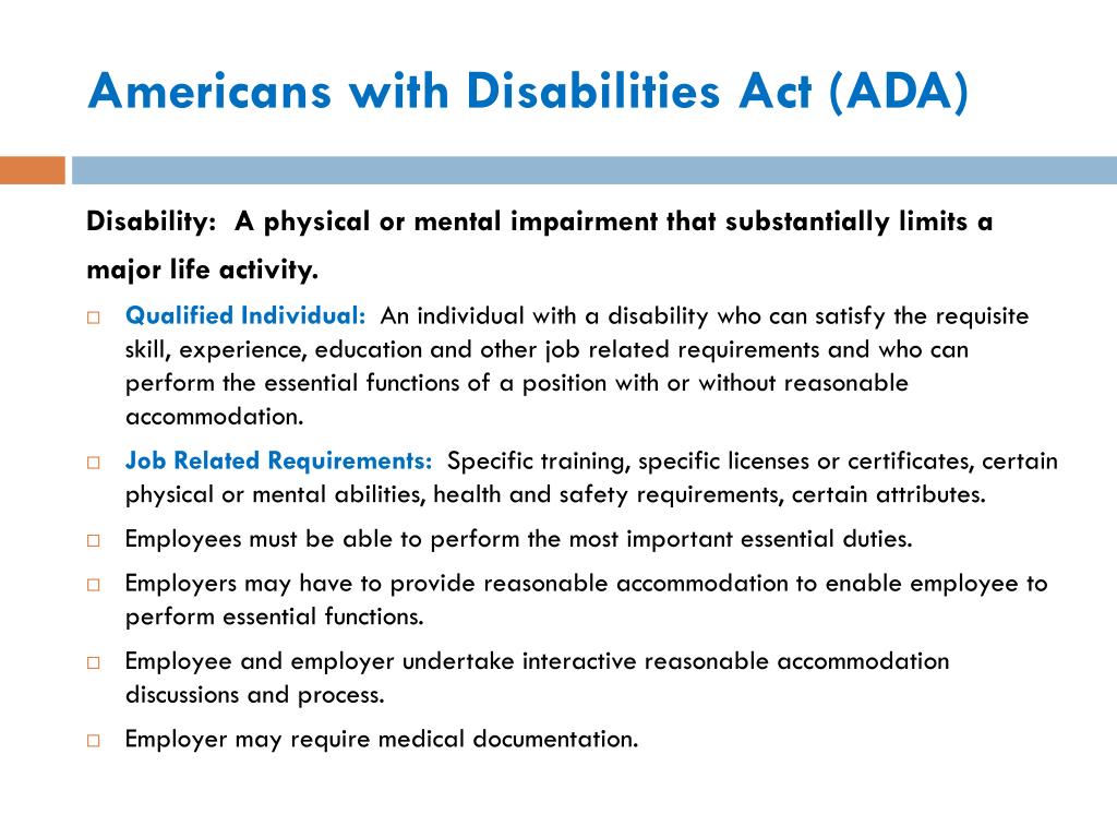 PPT Americans with Disabilities Act (ADA) PowerPoint Presentation