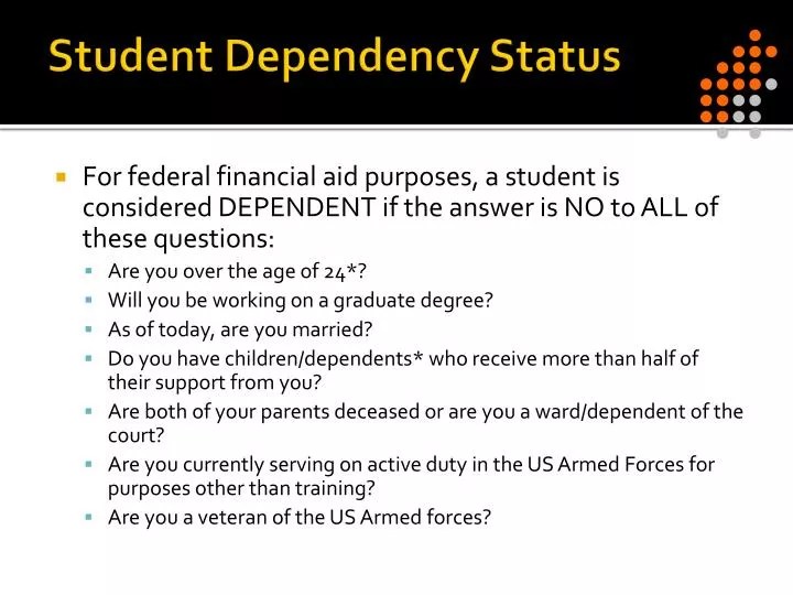 PPT Student Dependency Status PowerPoint Presentation, free download