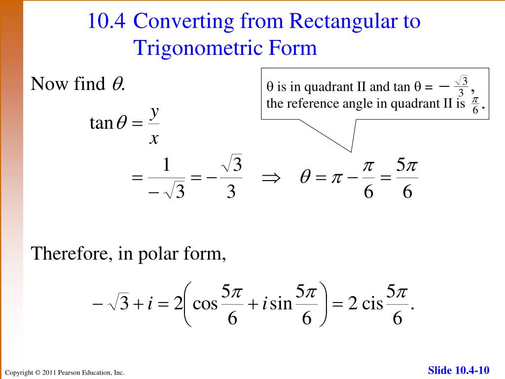 PPT 10.4 Trigonometric (Polar) Form of Complex Numbers PowerPoint
