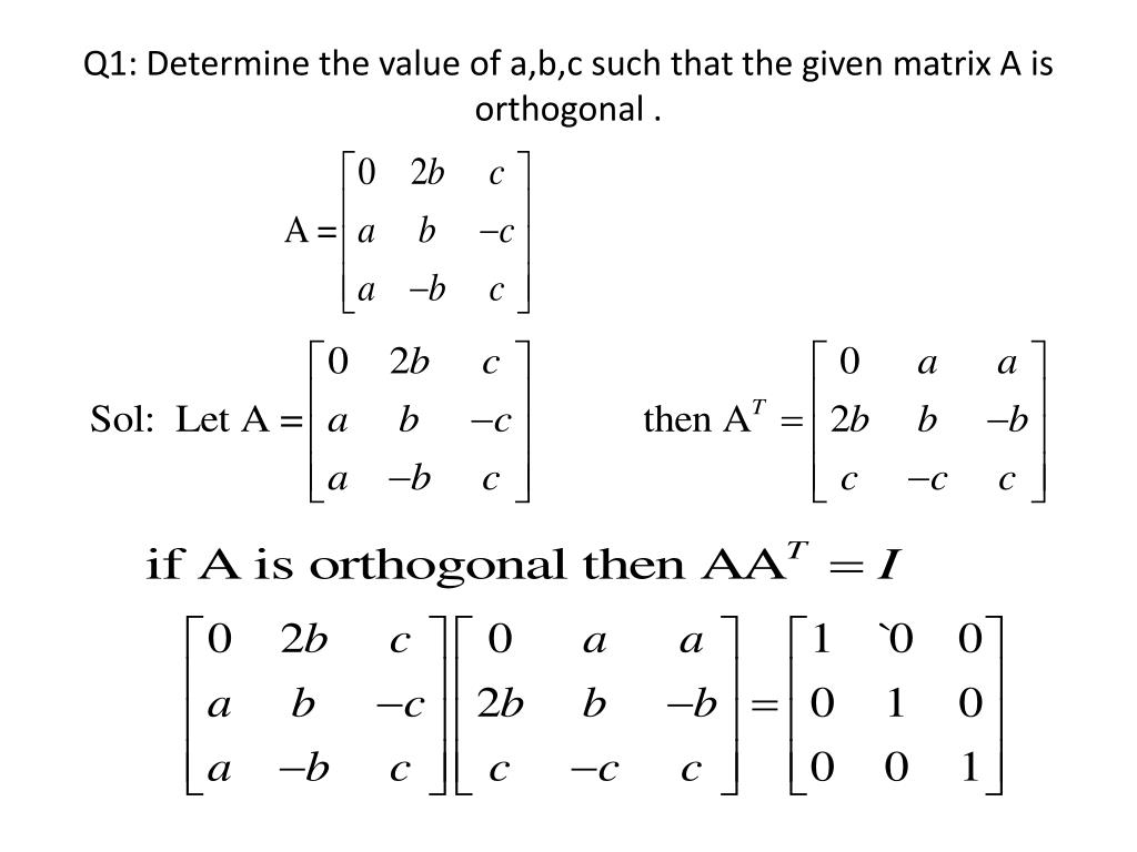 Orthogonal matrix limfadreams