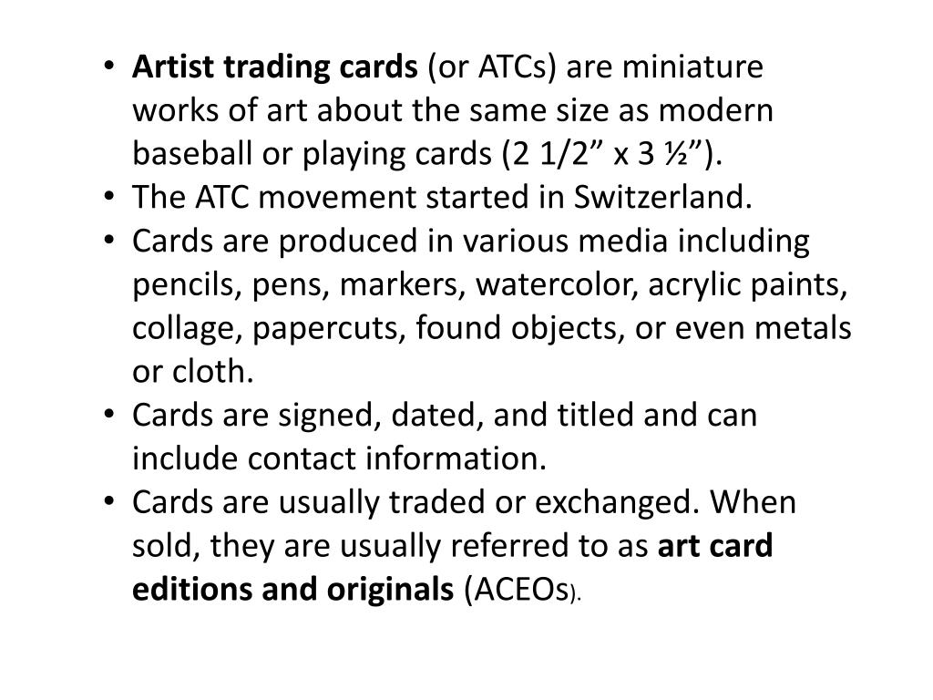 PPT ART TRADING CARDS PowerPoint Presentation, free download ID2485466