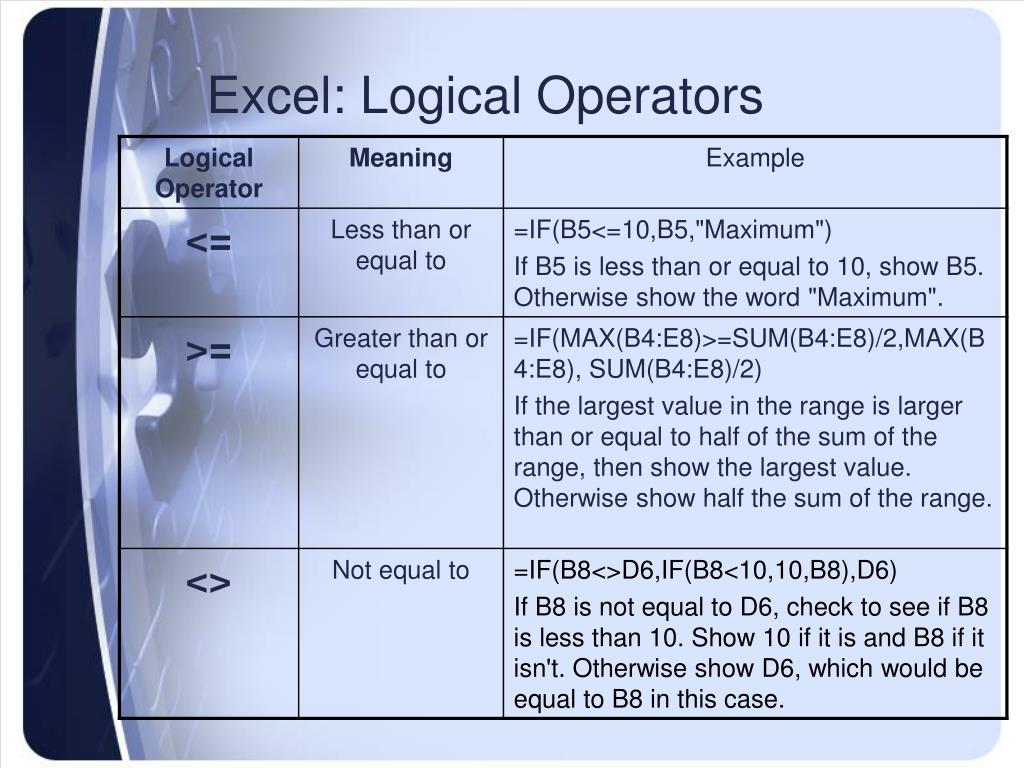 PPT Excel Logical Tests PowerPoint Presentation, free download ID
