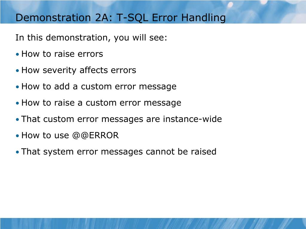 PPT Module 12 Handling Errors in TSQL Code PowerPoint Presentation