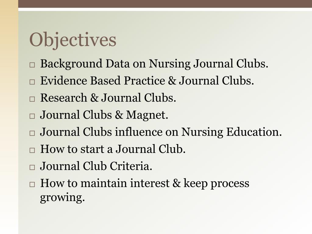 PPT Nursing Journal Club PowerPoint Presentation, free download ID