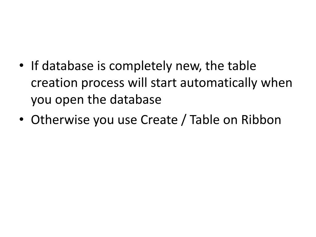 PPT Creating a table in Access PowerPoint Presentation, free download