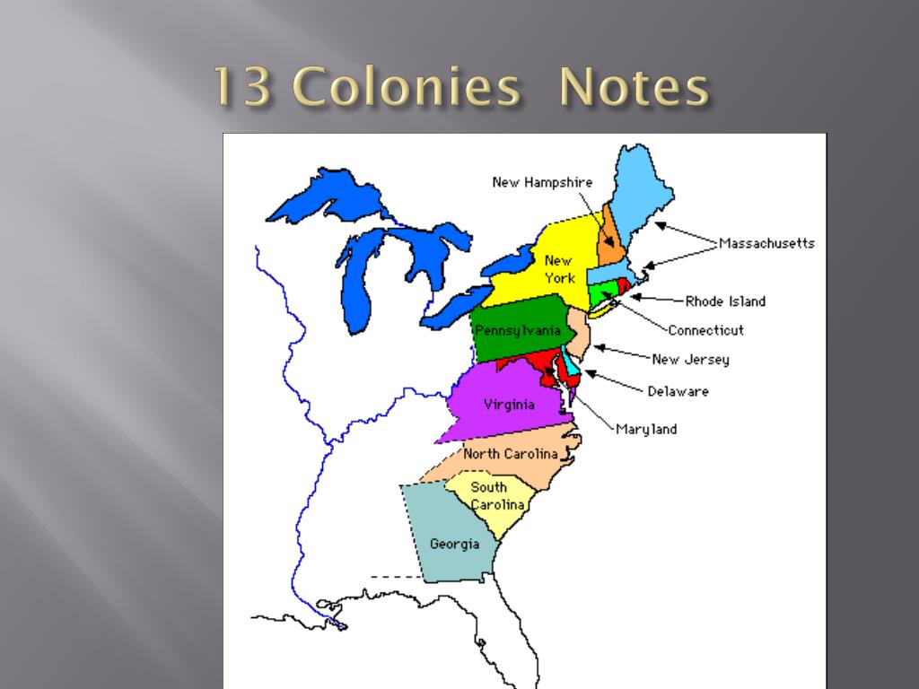 PPT 13 Colonies Notes PowerPoint Presentation, free download ID2501864