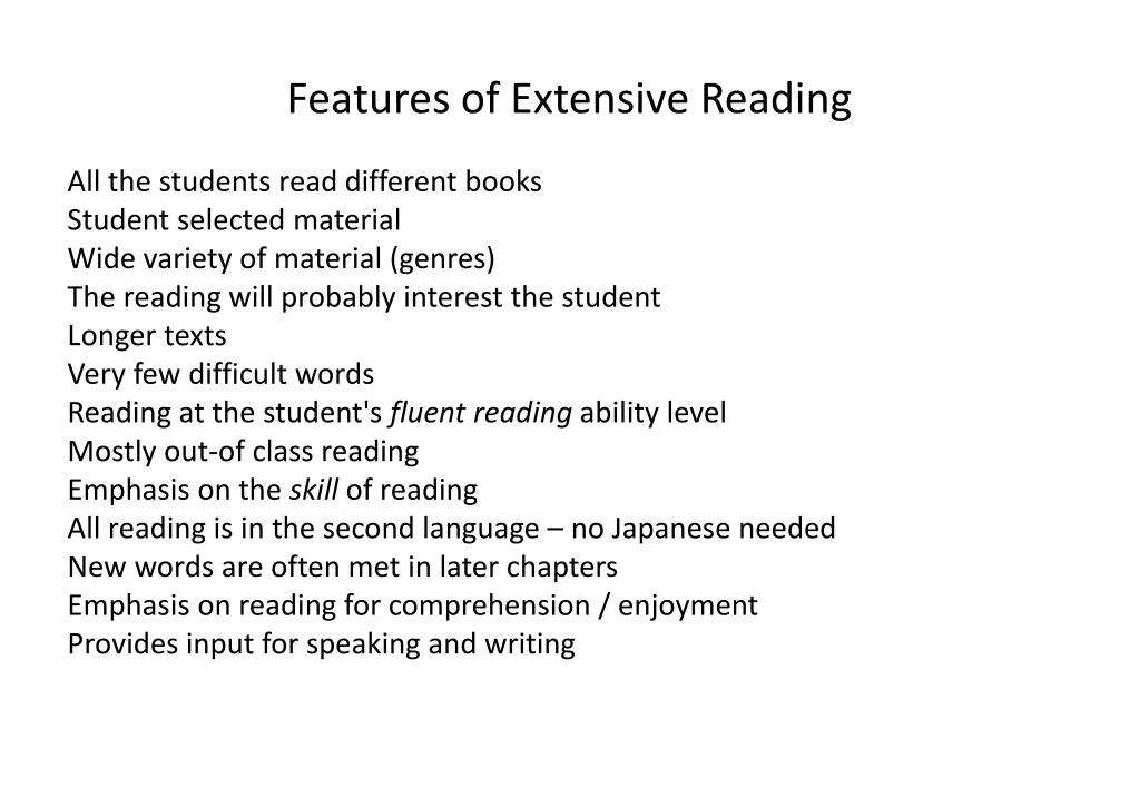 PPT The How and Why of Extensive Reading PowerPoint Presentation