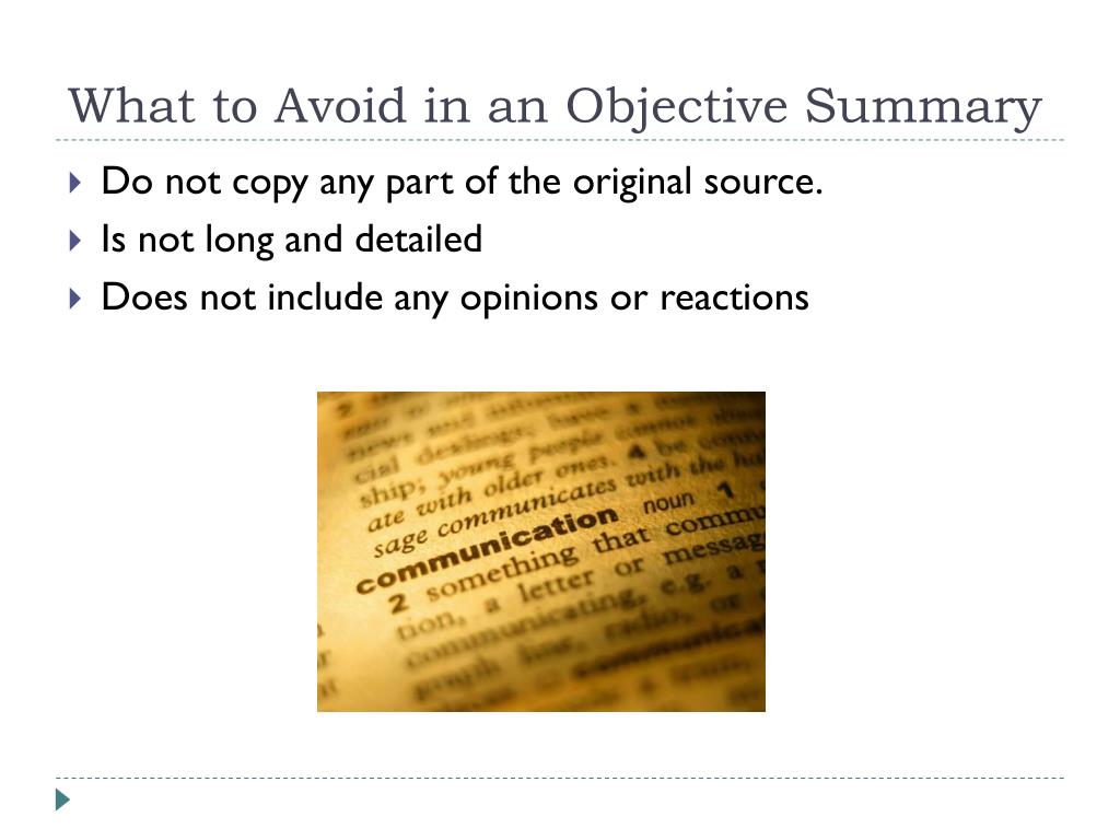 PPT Writing an Objective Summary PowerPoint Presentation, free