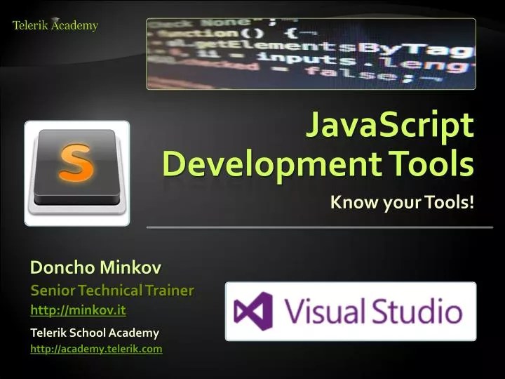 PPT JavaScript Development Tools PowerPoint Presentation, free