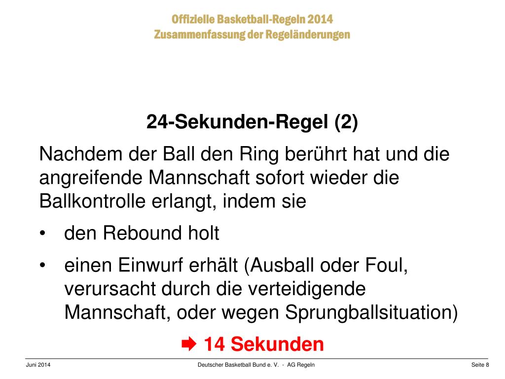 PPT Offizielle BasketballRegeln Neues für die Saison 2014/15
