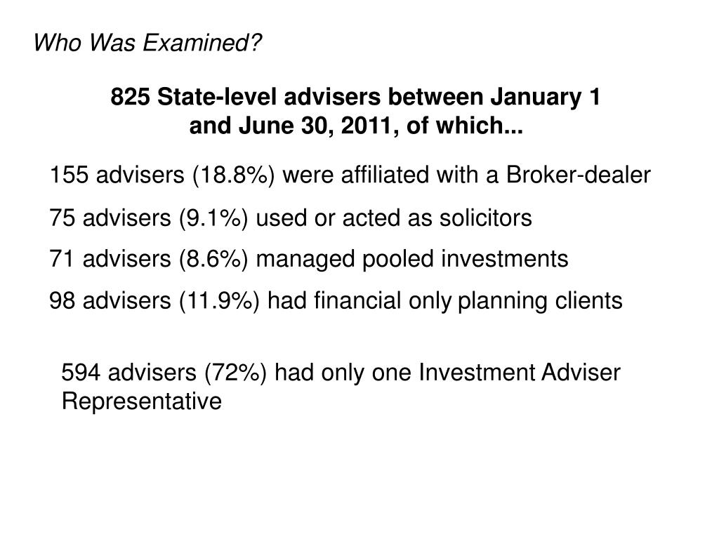 PPT 2011 COORDINATED INVESTMENT ADVISER EXAMS PowerPoint Presentation ID2528588