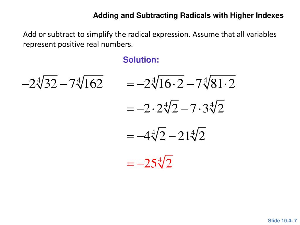 PPT - 10.4 Adding and Subtracting Radical Expressions PowerPoint