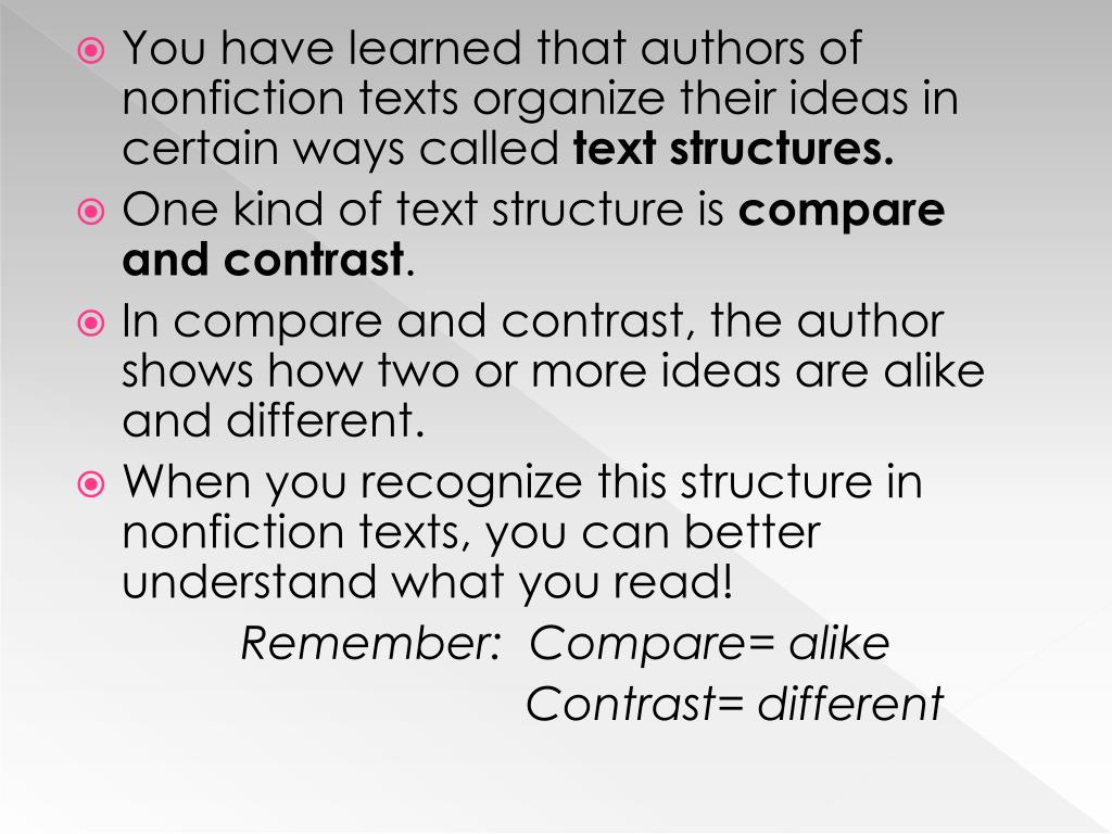 Compare and contrast text structure - beasttery