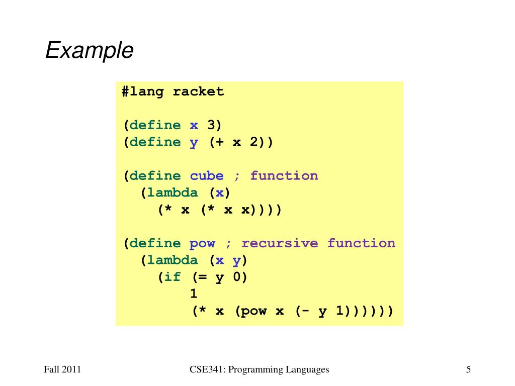 PPT CSE341 Programming Languages Lecture 14 Introduction to Racket