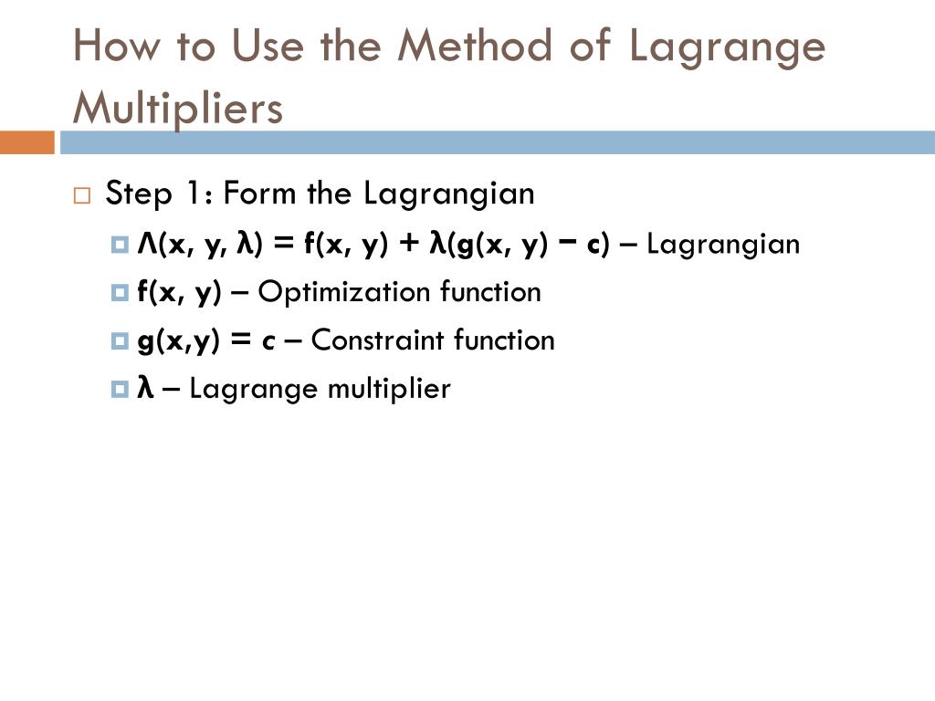 PPT LAGRANGE mULTIPLIERS PowerPoint Presentation, free download ID