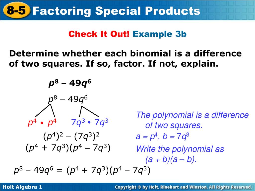 PPT Factor perfectsquare trinomials. Factor the difference of two