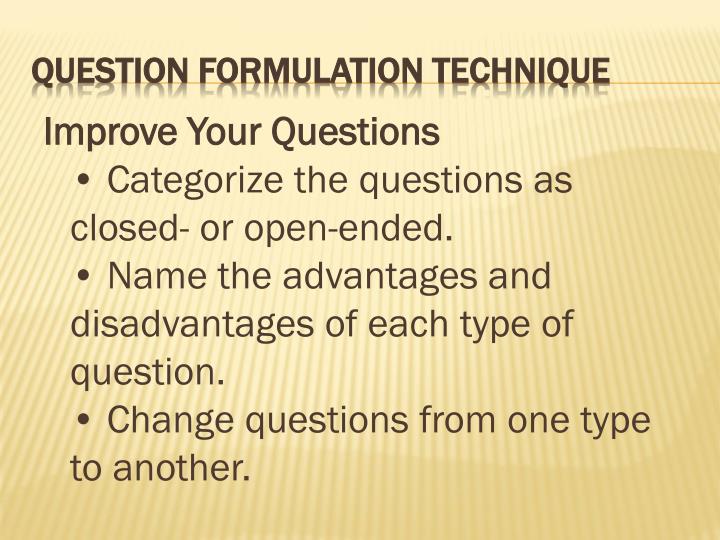PPT Question Formulation Technique PowerPoint Presentation ID2556252