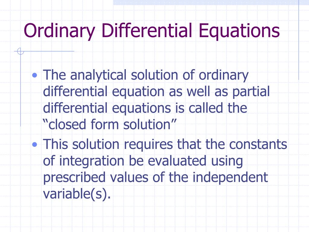 PPT ORDINARY DIFFERENTIAL EQUATIONS Student Notes PowerPoint