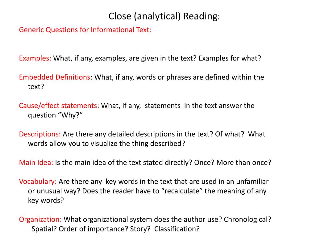 PPT Close (analytical) Reading PowerPoint Presentation, free