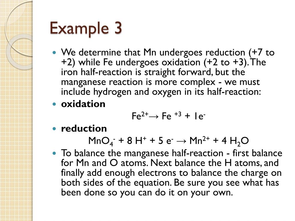 PPT 7.4 Balancing Redox Reactions Using Half Reactions PowerPoint