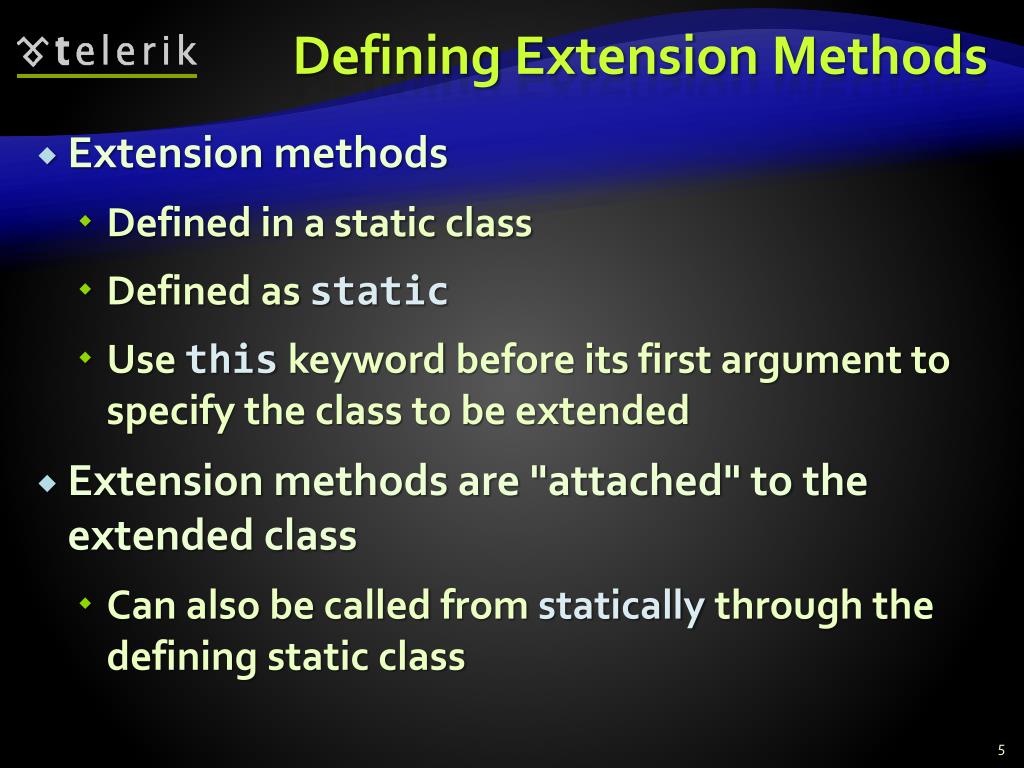 PPT Extension Methods and LINQ PowerPoint Presentation, free download