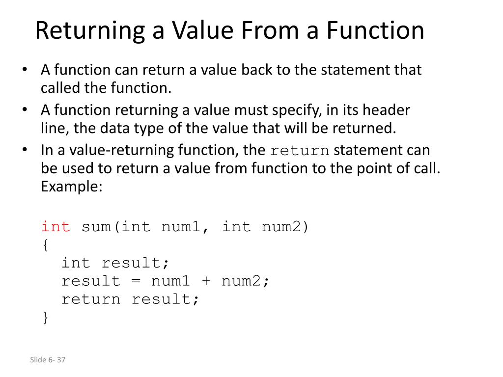 PPT Chapter 6 Functions PowerPoint Presentation, free download ID