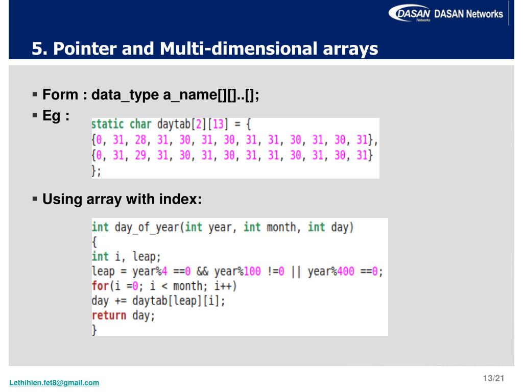 PPT Chapter 5 Pointers and Arrays Present by Le Thi Hien PowerPoint Presentation ID2567501