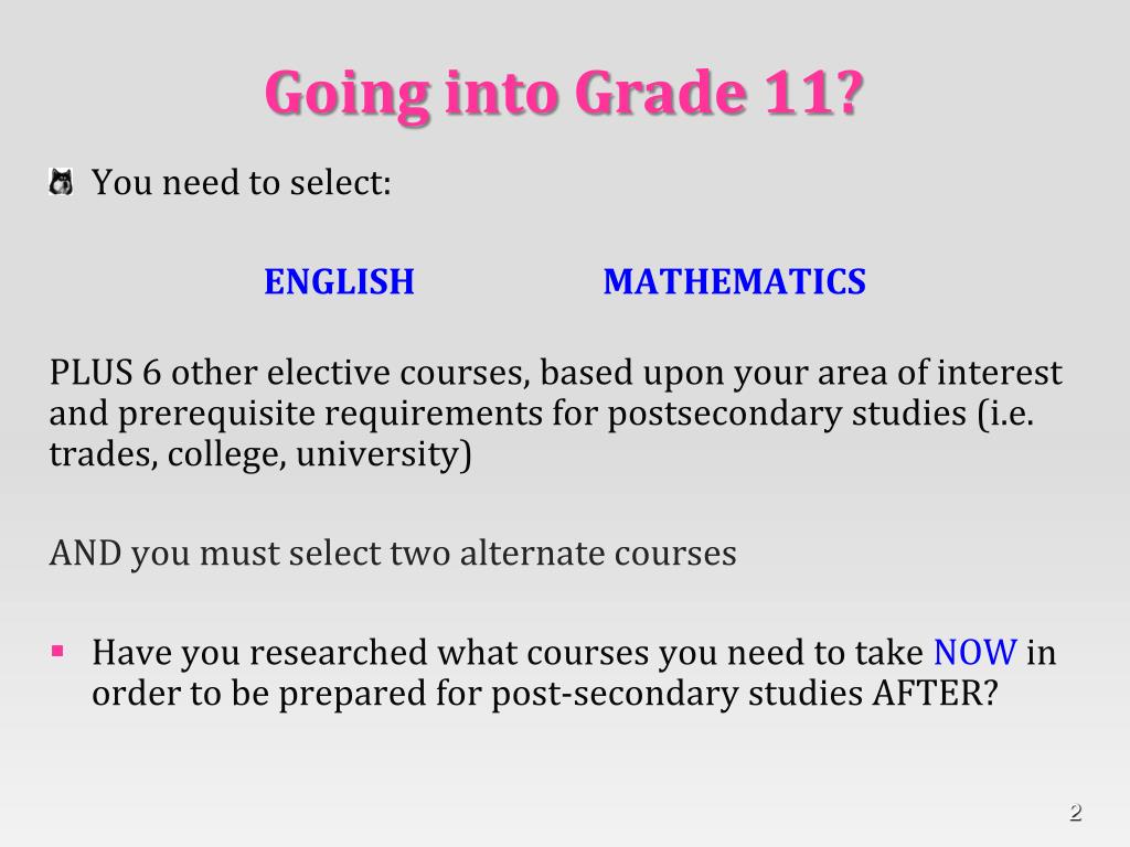 PPT Selecting Courses for 2014/15 Students going into Grade 11