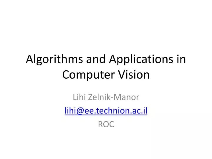 PPT Algorithms and Applications in Computer Vision PowerPoint PPT Algorithms and Applications in Computer Vision PowerPoint