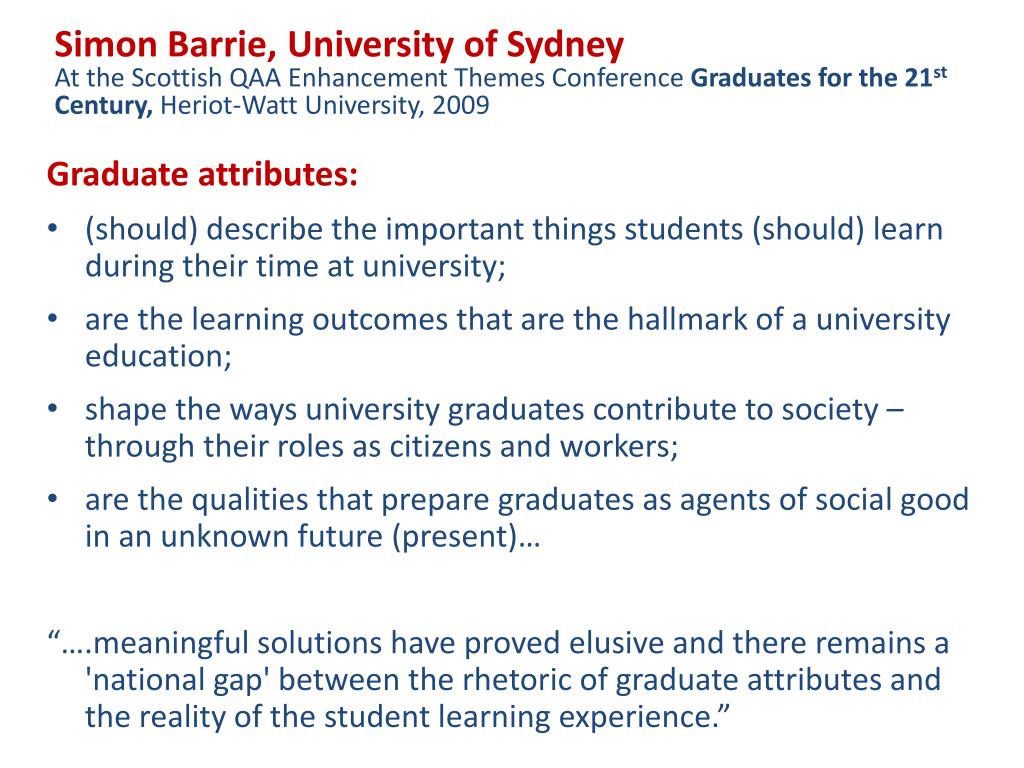 PPT Graduate attributes in curriculum development through personal