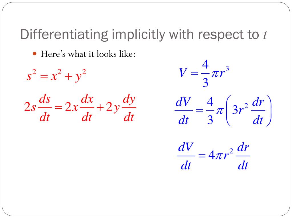 PPT Using implicit differentiation Related rate problems PowerPoint