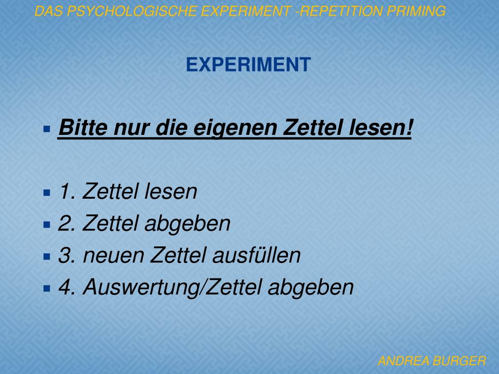 PPT Das psychologische Experiment Repetition Priming