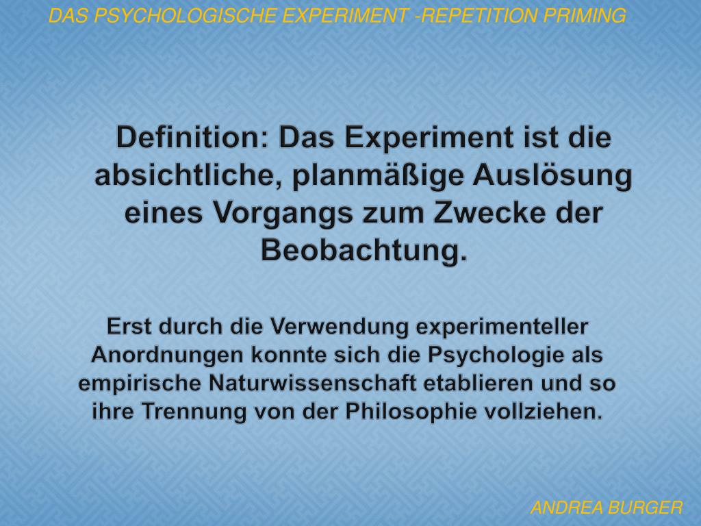 PPT Das psychologische Experiment Repetition Priming