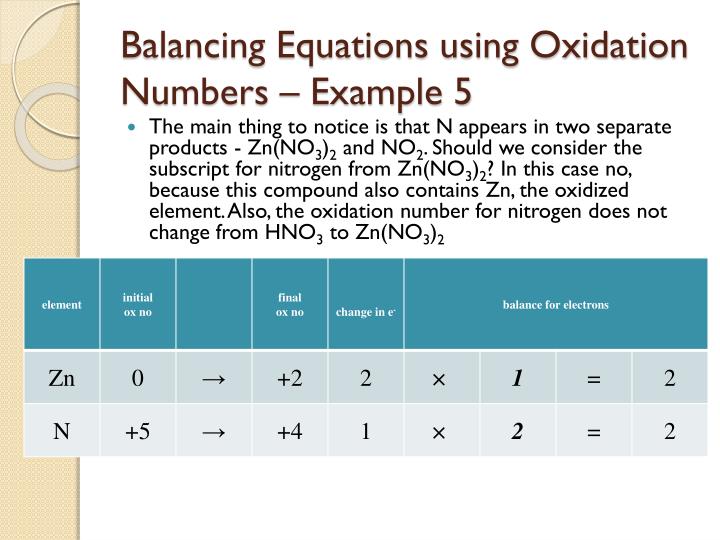 PPT 7.3 Balancing Redox Reactions Using Oxidation Numbers