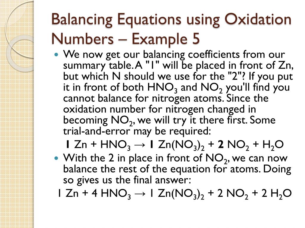 PPT 7.3 Balancing Redox Reactions Using Oxidation Numbers