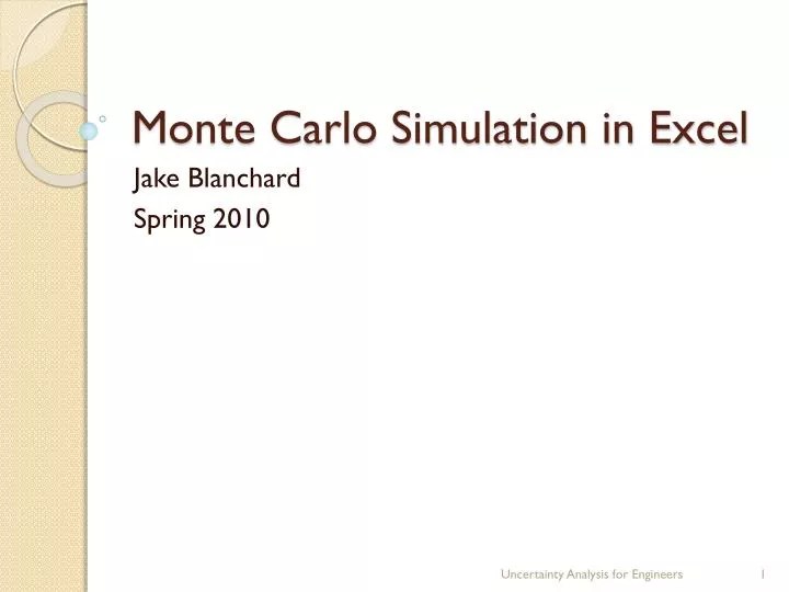 PPT Monte Carlo Simulation in Excel PowerPoint Presentation, free