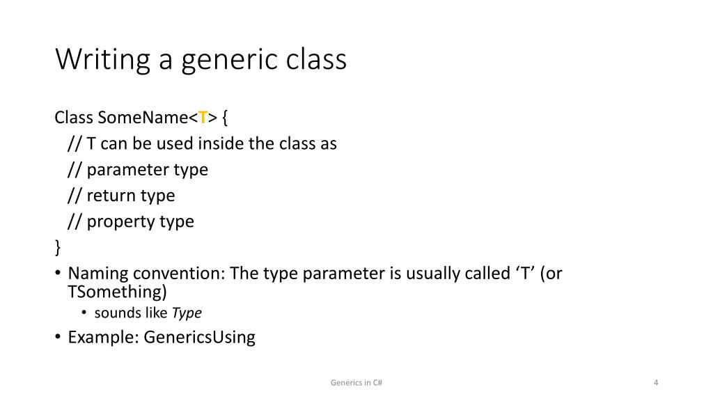 PPT Generics in C PowerPoint Presentation, free download ID2602116
