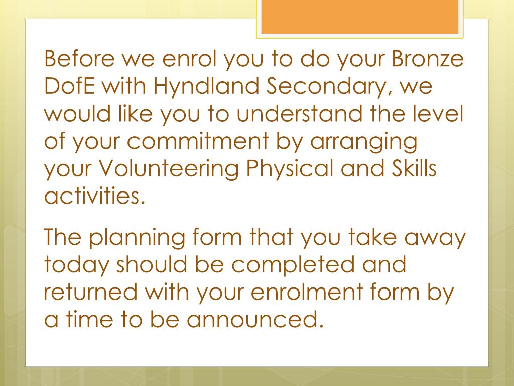 PPT Doing your Bronze DofE PowerPoint Presentation, free download